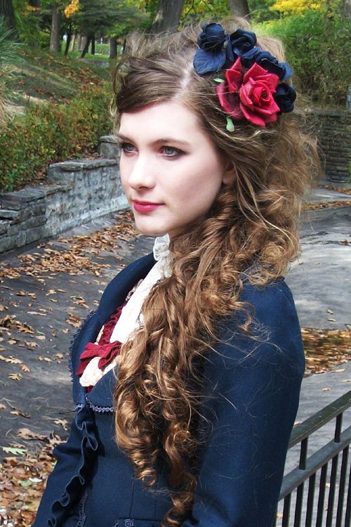 Steampunk Long hair style and Flower